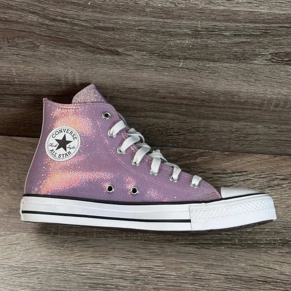 Converse Chuck Taylor All Star Sneakers Kids 6 Altitude Lilac Glitter High NEW